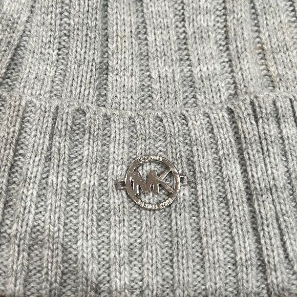 Michael Kors Grey Pom Pom Beanie - Picture 3 of 3